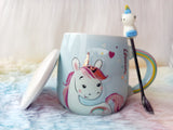Unicorn themed Coffee Mug with Spoon