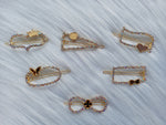Stone Hair Pin with plain mini shapes - Gold