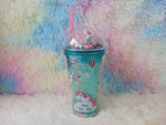 Glittery Printed Sipper with Straw