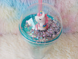 Glittery Printed Sipper with Straw