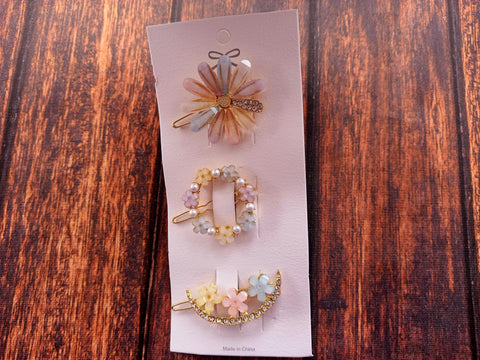 3pc Colorful Stone Side Pin Card