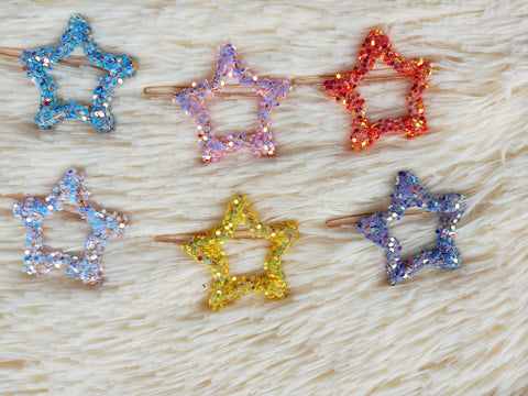 Shimmer covered Colorful Side Pin - Star