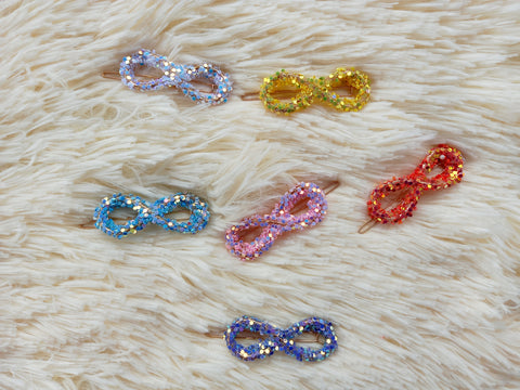Shimmer covered Colorful Side Pin - Infinity